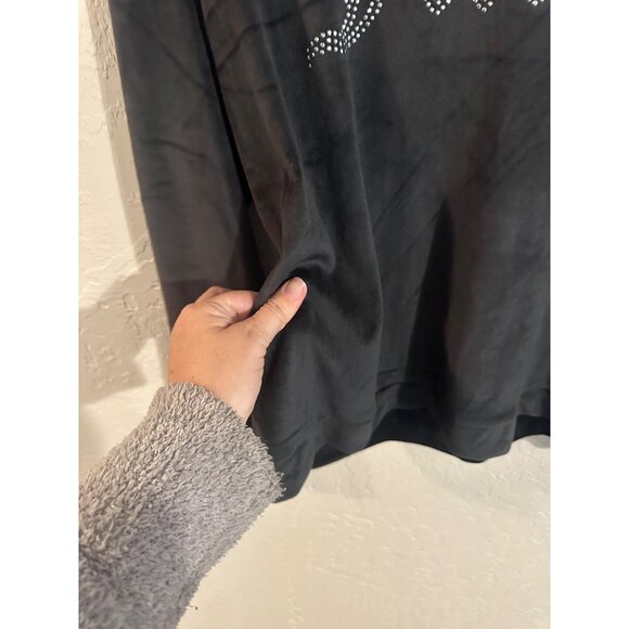 Juicy Couture Bling Y2K Black Velour Sweater Top - Picture 4 of 8